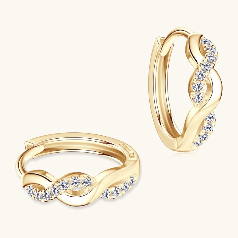 10K Solid Gold Twisted Moissanite Hoop Earrings best